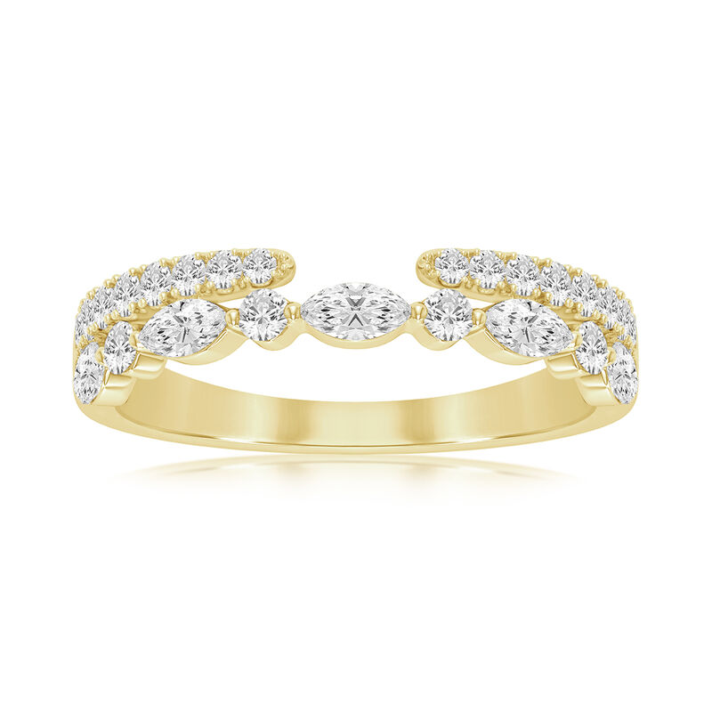 Lab Grown Diamond 5/8ctw. Marquise and Round Double Row Open Wedding Ring in 14k Yellow Gold image number null